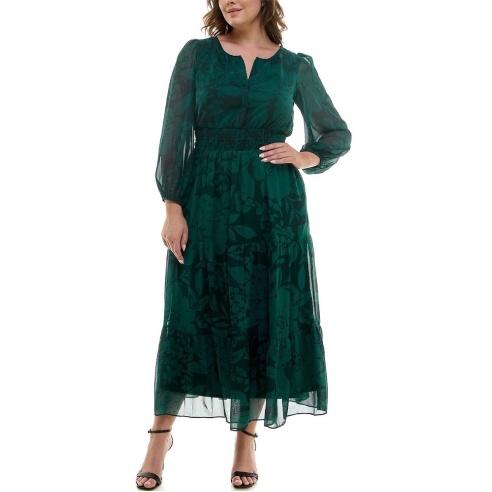 Plus Size Taylor Smocked Waist Chiffon Maxi Dress 20W